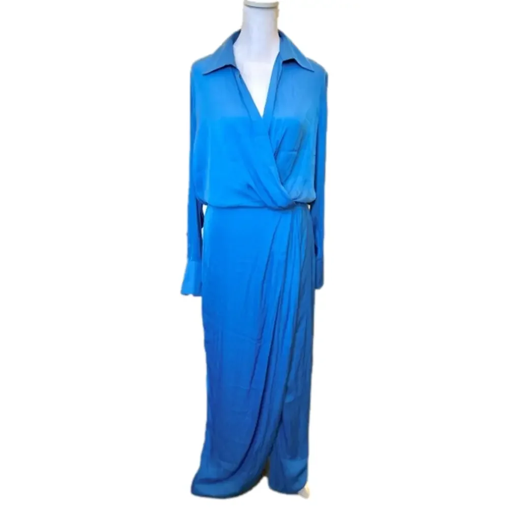 Free People Aida Blue Size 0 Maxi Dress Long Sleeve NEW NWOT